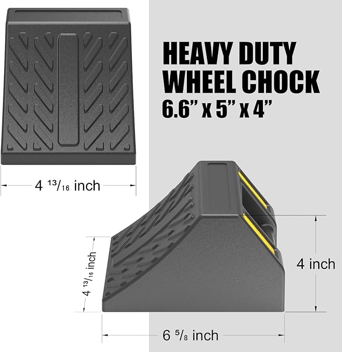 Heavy-Duty Rubber Wheel Chocks, Ergonomic Portable Durable Wheel Chock with Handle, Wheel Wedge, Wheel Stopper for Cars, Motorcycles, Travel Trailers (Small - 8Pack)