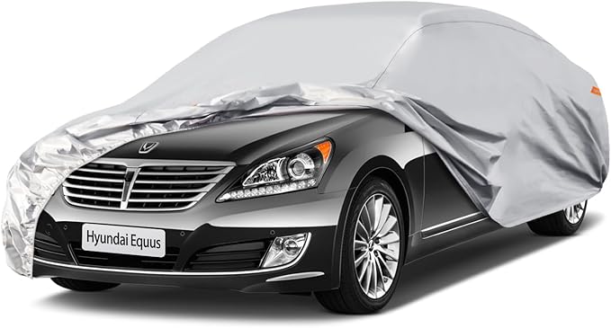 Waterproof Car Cover for Hyundai Equus, 5 Layers Compatible with Hyundai Equus All Weather, Snowproof Windproof Rain Ice Sun UV Protection