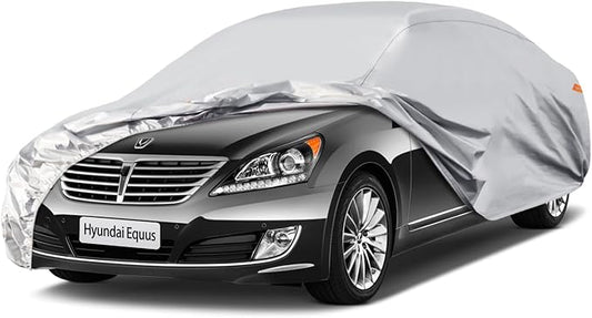 Waterproof Car Cover for Hyundai Equus, 5 Layers Compatible with Hyundai Equus All Weather, Snowproof Windproof Rain Ice Sun UV Protection