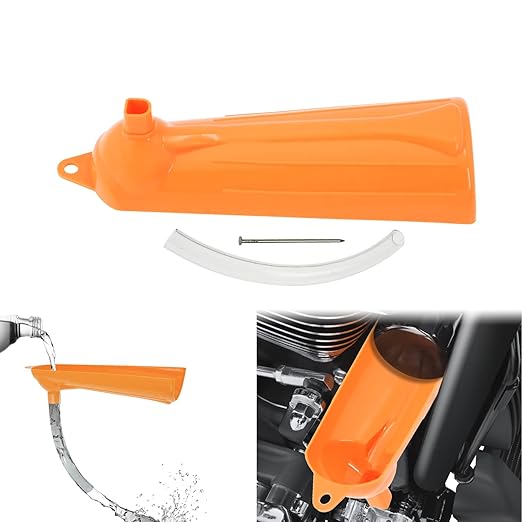 HDBUBALUS Crankcase Fill Funnel Primary Case Oil Fill Oil Filter Funnel Set and Primary Drain Plugs Compatible with Harley Orange
