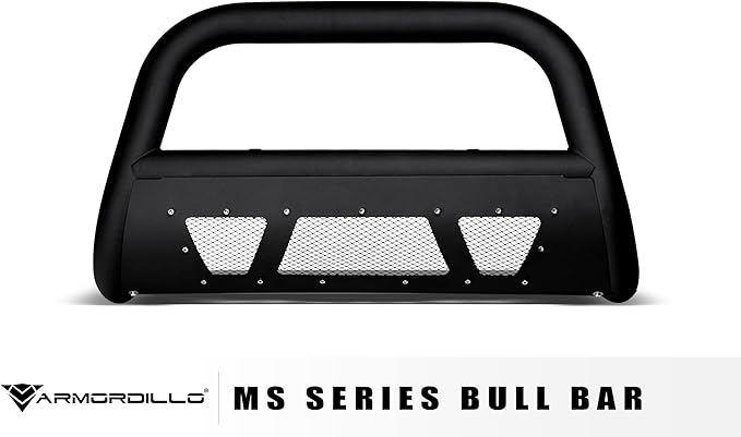 Armordillo MS Series Studded Aluminum Mesh Bull Bar Compatible with 2019-2021 Chevy Silverado/GMC Sierra 1500|8723685|Matte Black|Front Bumper Guard|Bull Guard