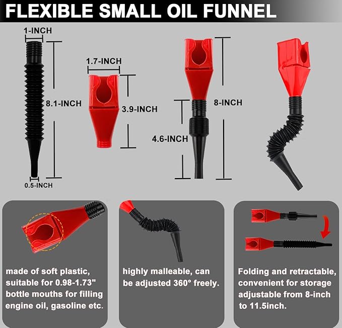 10PCS Oil Filter Wrench Set, 9" & 12" Oil Filter Pliers, 3 Jaw Oil Filter Wrench Tool with Oil Funnel for Oil Change Adjustable From 1-3/4" to 6"