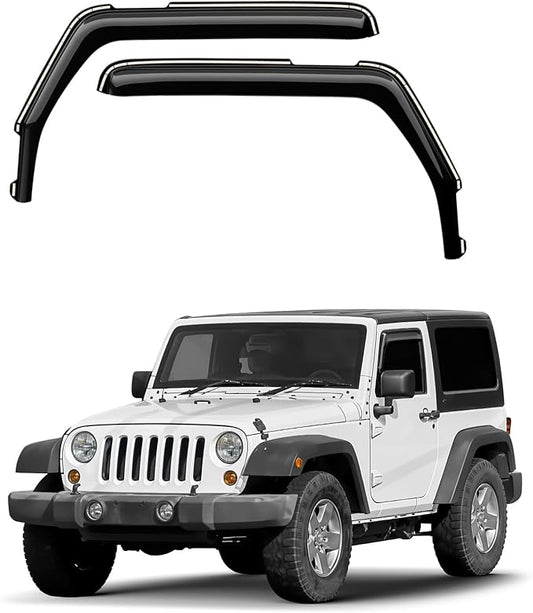 Window Deflectors Smoke Tinted in-Channel Side Window Vent Visor Deflectors Rain Guards Compatible with Wrangler JK 2-Door 2007-2018 - 2pcs. GW0233