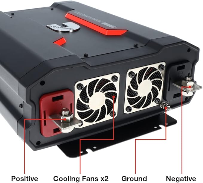 Cummins 3000 Watts Inverter Modified Sine Wave Truck Inverter 12 Volts to 110 Volts Four AC Outlets Two USB Ports (Plus Cable Kit)- CMN3000W - Inverters for Vehicles, Van Life, Camping