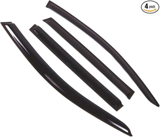 TuningPros Outside Mount Window Vent Visors Rain Guards Compatible with Volkswagen Touareg 2004-2007 | Side Window Wind Deflectors Rain Shields | Smoke Tinted, 4 Pcs Set, DGWV-480