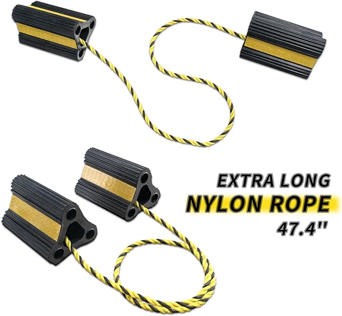 Vacallity RV Wheel Chocks for RV Tire Chock Block Camper Travel Trailer Car Truck, Upgrade Rubber Wheel Chocks with Rope,Easy to Use,Wheel Immobilizers & Chocks (2pair4pack)