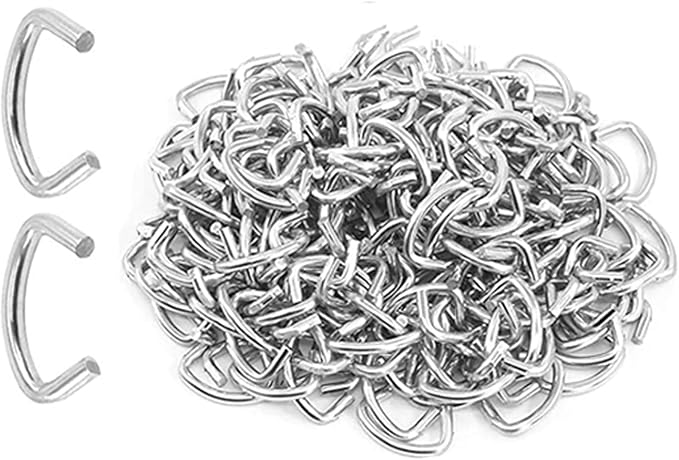 1000Pcs 1/2" Galvanized Hog Rings Assortment Kit, Professional Hog Rings Installation Kit for Bungee Shock, Cords, Animal Pet Cages
