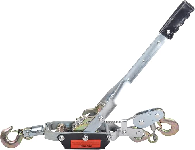 5 Ton Power Puller, 3 Hook Steel Cable Dual Gear Power Ratchet Come Along Winch,Heavy Duty Hand Cable Puller,11,000LBS