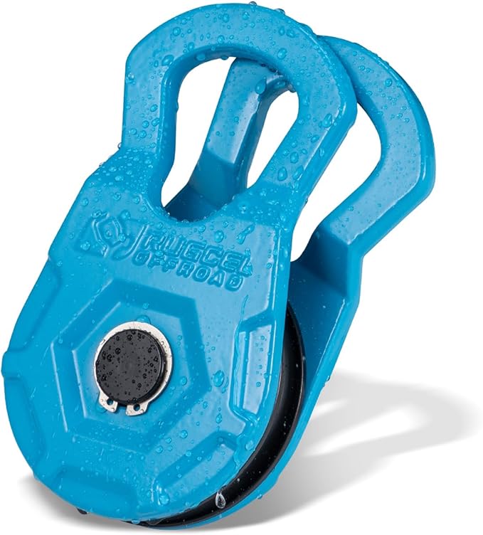 RUGCEL WINCH Snatch Block 12T, Heavy Duty Recovery Winch Pulley Compatible with Synthetic Rope & Steel Cable,E-Coated Blue Finish, for Truck, Tractor, ATV & UTV (12T-Blue)