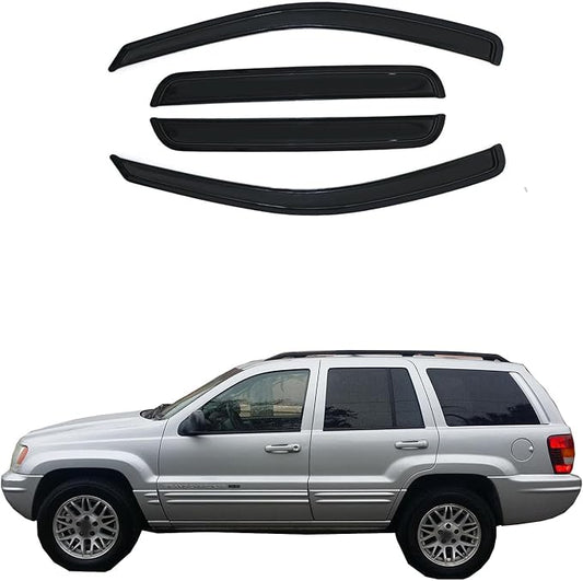Wind Deflector Compatible with 1999-2004 Jeep Grand Cherokee WJ Sun/Rain Guard Smoke Window Visor 4pcs 94650