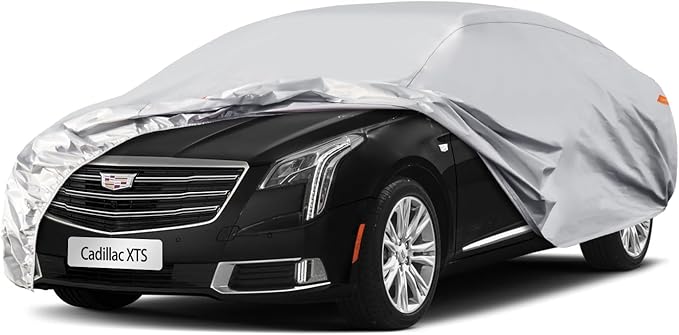 Waterproof Car Cover for Cadillac XTS (2012-2020), 5 Layers Compatible with Cadillac XTS All Weather, Snowproof Windproof Rain Ice Sun UV Protection