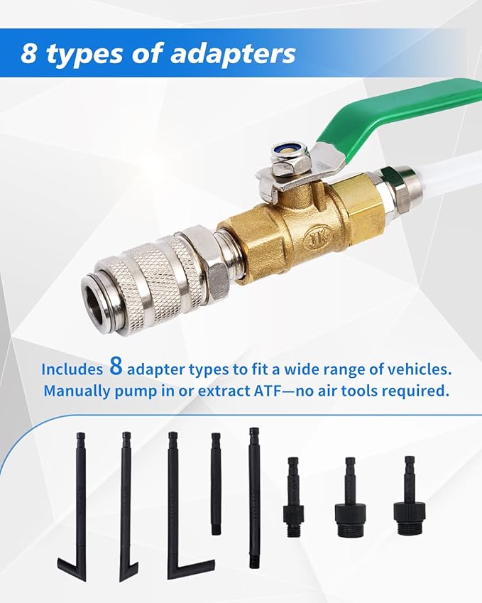 3L Transmission Fluid Pump, ATF Fluid Transfer Pump Tool with Pressure Gauge, 8 Adapters (5 Plastic + 3 Metal), Manual Transmission Fluid Extractor for Car SUV Truck