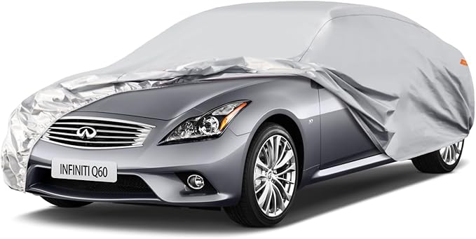 Waterproof Car Cover for Infiniti Q60 (2013-2016), 5 Layers Compatible with Infiniti Q60 All Weather, Snowproof Windproof Rain Ice Sun UV Protection