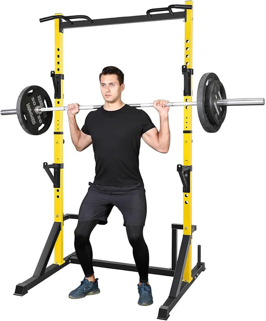 CANPA Multifunction Power Rack with Pull up Bar, Heavy Capacity and Adjustable Squat Stand Rack for Home Gym Equipment, Power Rack Cage