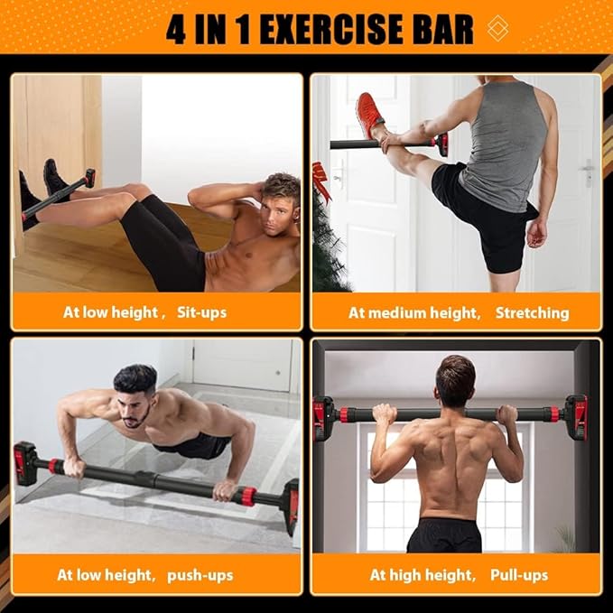 Pull Up Bar for Doorway, Strength Training Chin Up Bar with Level Meter and Adjustable Width for Home Gym,No Screws Required, Weight Capacity 440 LBS