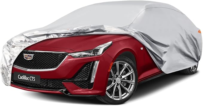 Waterproof Car Cover for Cadillac CT5 (2019-2024), 5 Layers Compatible with Cadillac CT5 All Weather, Snowproof Windproof Rain Ice Sun UV Protection