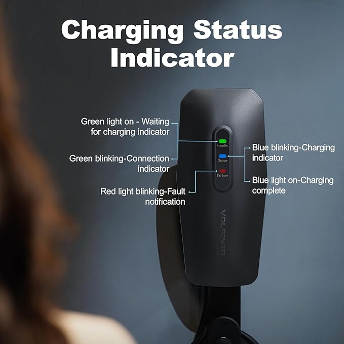 Level 1/2 EV Charger 16Amp, Electric Vehicle Portable Charger with 28FT Cable, 3.5KW Home EV Charging Station for J1772 Electric Cars,110V-240V, NEMA 6-20 & NEMA 5-15 Plug