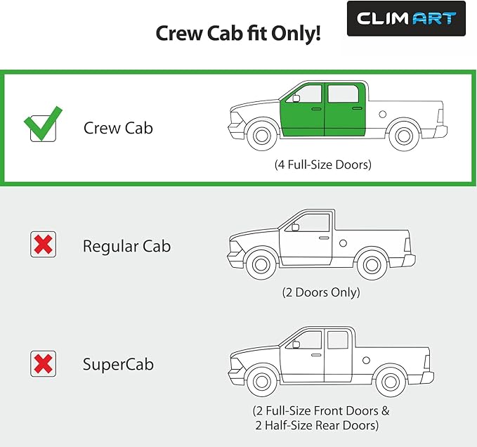 CLIM ART in-Channel Incredibly Durable Rain Guards Compatible with F250 to F550 Super Duty 2017-2022 Crew Cab, Original Window Deflectors, Vent Window Visors, Vent Deflector, 4 pcs.- 617198
