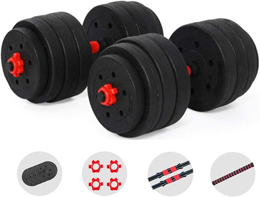 Adjustable Dumbbell Barbell Set (88LB/66LB/44LB) Weight with Connecting Rod 2 in 1 Home Body Workout Exercise Equipment for Men and Woman