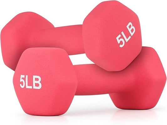 MADOG Dumbbell Set, Anti-Slip Neoprene Coated Hexagon Hand Weights for Home Gym Equipment Workouts Strength Training