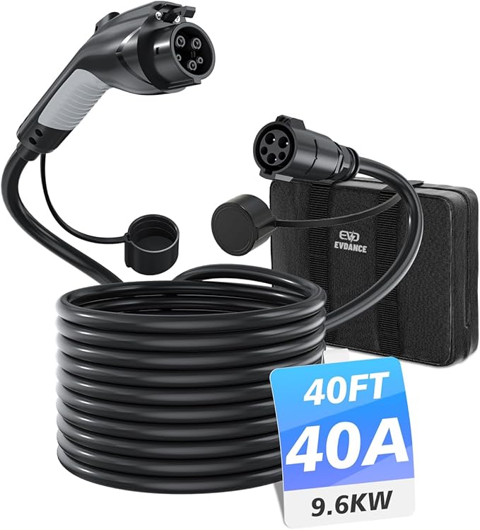 J1772 Extension Cable, EV Charger Extension Cable 40A 40FT Charging Cord for Electric Vehicle 110V-240V Compatible for All SAE J1772 Chargers (40A - 40FT)