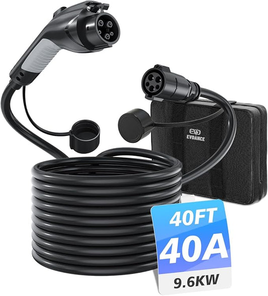 J1772 Extension Cable, EV Charger Extension Cable 40A 40FT Charging Cord for Electric Vehicle 110V-240V Compatible for All SAE J1772 Chargers (40A - 40FT)