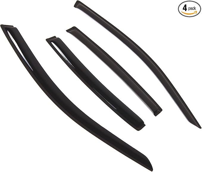 TuningPros Outside Mount Window Vent Visors Rain Guards Compatible with Chrysler 200 2011-2014 | Side Window Wind Deflectors Rain Shields | Smoke Tinted, 4 Pcs Set, DGWV-787