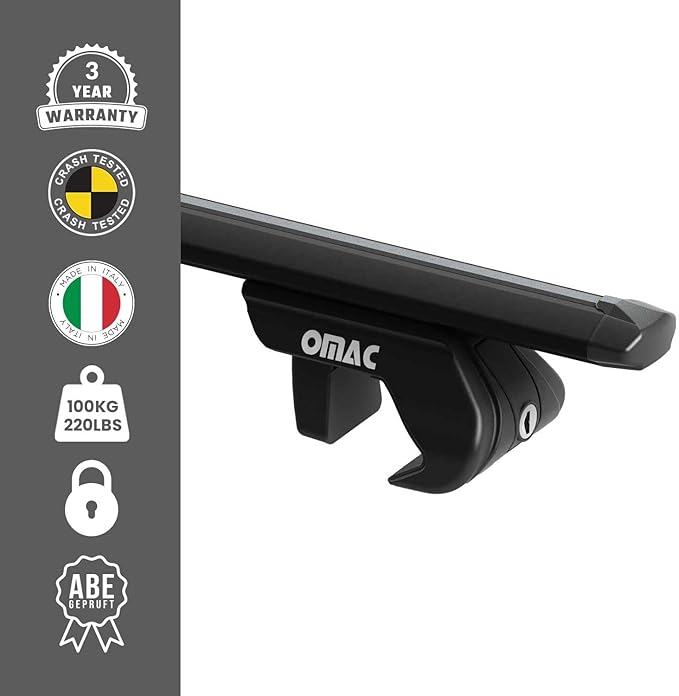 OMAC Roof Rack Cross Bars for Ford Bronco Sport 2021-2024 Lockable 198Lbs Aluminium Black 2Pcs fits Cargo Carriers Kayak Canoe Bike Snowboard