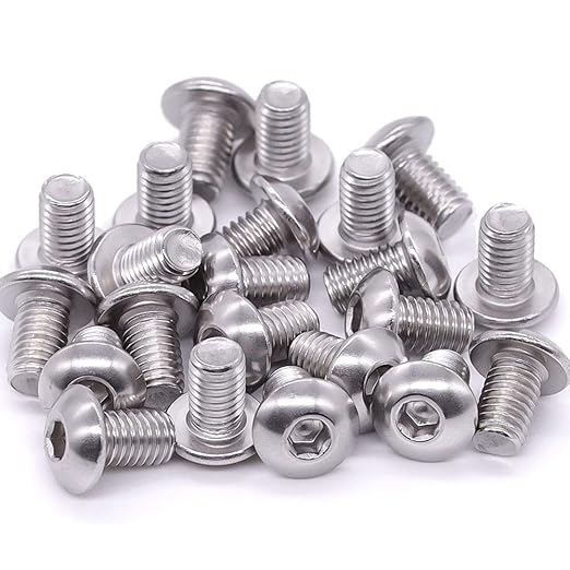 1/4-20 x 3/8" Button Head Socket Cap Bolts Screws, 304 Stainless Steel 18-8, Allen Hex Drive, Bright Finish, Fully Machine Thread, Pack of 100