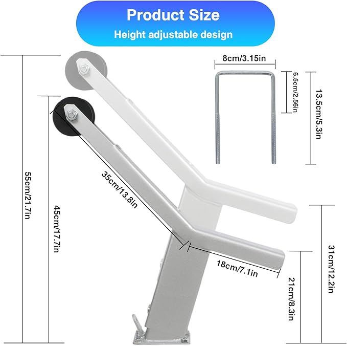 Boat Trailer Winch Post with Roller, Boat Trailer Winch Stand Fit 3" W X 4" H Boat Trailer Drawbar, Height Adjustable Boat Winch Mounts for Fishing Boat,Sail Boat