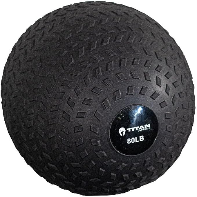 Titan Fitness Rubber Tread Slam Ball, Dead Bounce, Weight Workout - Throw, Catch, Slam, Twist