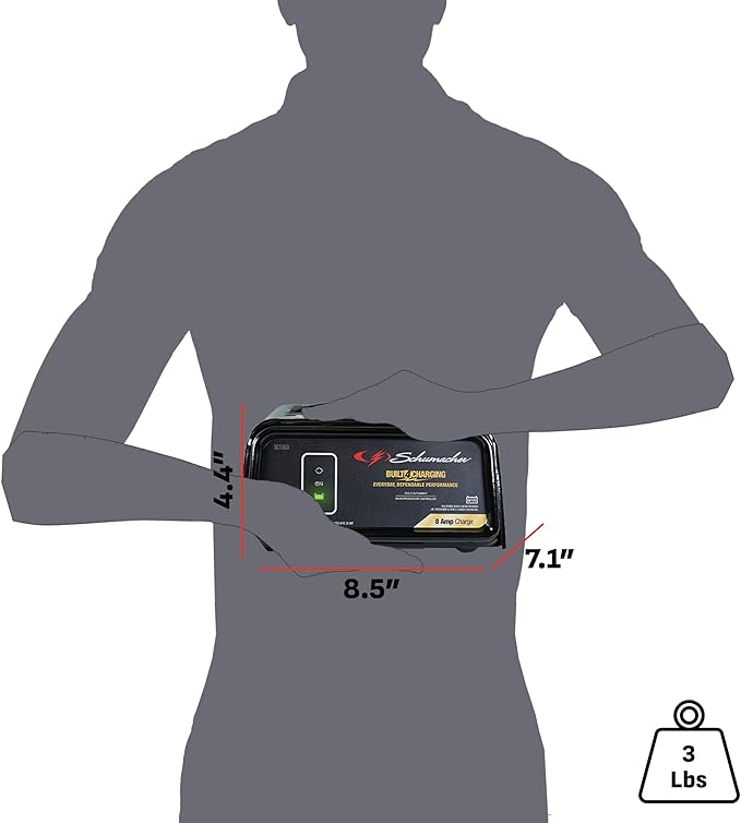 Schumacher Electric 8A Car Battery Charger and Maintainer, 3-in-1 Solution, for 6V/12V Power Sport, Automotive, and Marine Batteries, SC1363