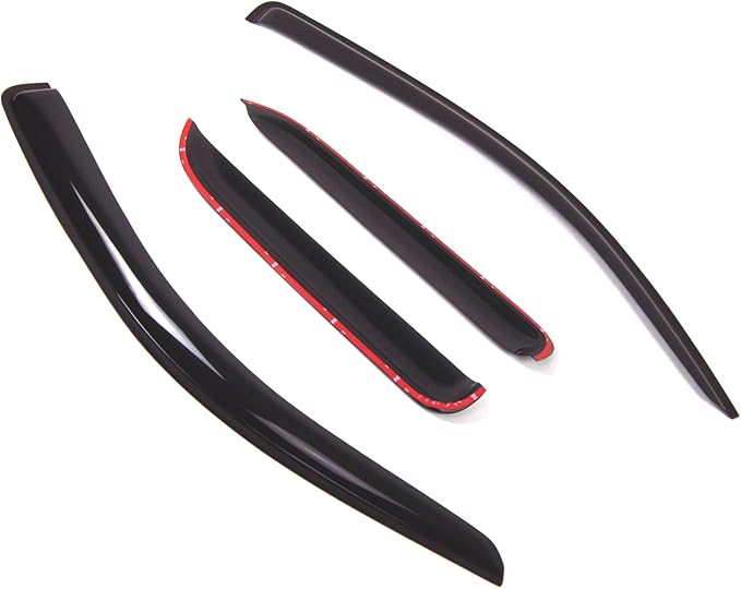 Tuningpros WD2-621 Dark Smoke 4 Pcs Set Window Visor (Outside Mount) Deflector Rain Guard Compatible with 2014-2016 Chevrolet Silverado Extended Cab