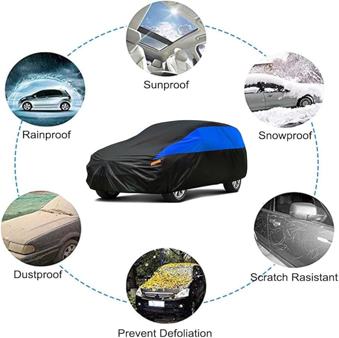 SUV Car Cover for Automobiles All Weather Waterproof, Universal Fit Ford Edge/Bronco, Chevrolet Equinox, Mazda CX-5, Hyundai Tucson, Volkswagen Tiguan, Volvo XC60 etc.