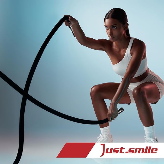 Just.smile Fitness Battle Rope, 30ft Length, 1.5"" Diameter, Battle Rope with Cloth Sleeve-Heavy Ropes for Home Gym and Workout,Power Rope for Fitness, Black Green Blue, JS010001-Z
