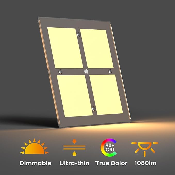 RV 12V LED Ceiling Dome Light with Switch, Square 8-1/2" Fixture, Dimmable 1080LM Lights with Acrylic Shade for RV Trailer Camper Boat Interior Lighting, Surface Mount (3000K Warm White)