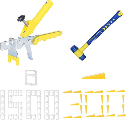 1/32 Inch Tile Leveling System Kit - 1500 Spacers & 300 Reusable Wedges with Floor Tiles Pliers - Professional Stone & Ceramic Tile Installation Tools(300+1500, 1/32)