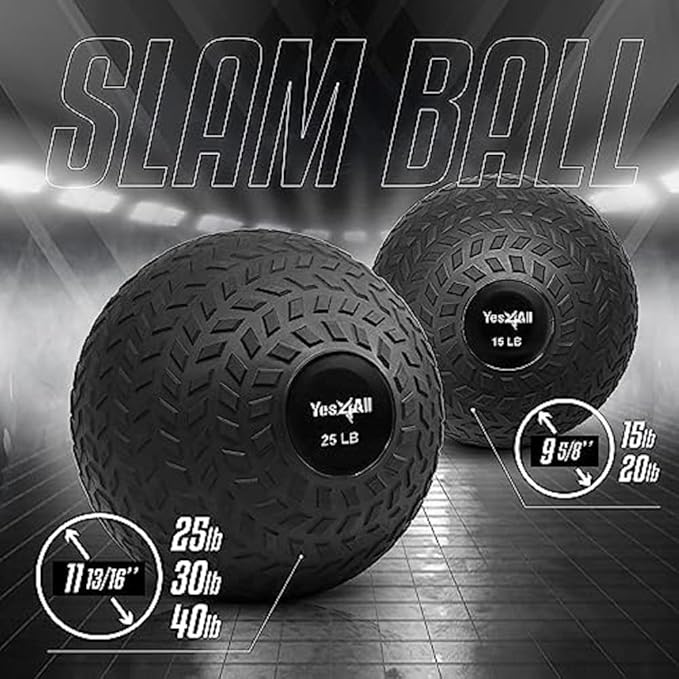 Yes4All Slam Balls, 10-40lb Weighted Ball Weight, Durable PVC Sand Filled Workout Dynamic Slam Ball for Core Strengthen