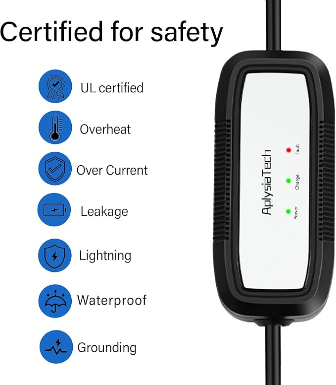 Portable EV Charger Level 1, 15Amp 110V, Electric Vehicle Charger with 21Ft Extension Cord,NEMA 5-15P for Plug-in Home EV Charging Station,Compatible with SAE J1772 EVs(Tesla Need Adapter)