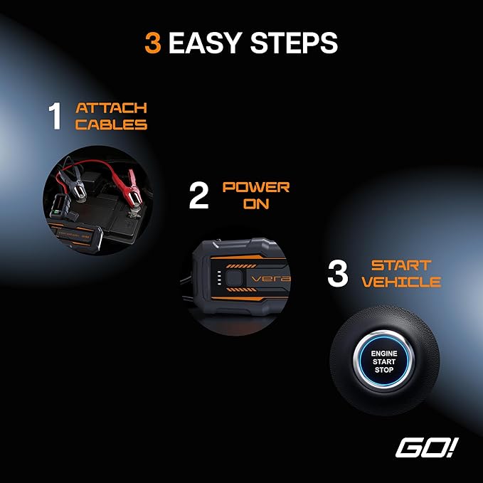 V6 Pro 1000A Car Battery Jump Starter Portable (6.0L Gas & 3.0L Diesel) – 12V Lithium Battery Booster Pack with SmartCharge Safety, Jumper Cables, 10000mAh Power Bank, Jump Box, LED Light