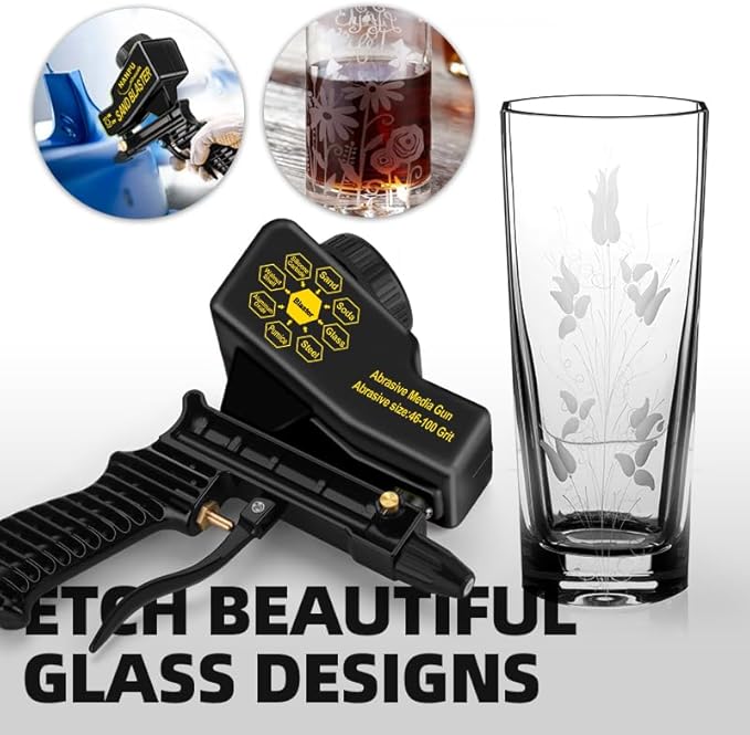 NANPU Light-Duty Air Sandblaster Gun Kit with Gravity Feed, Ceramic Nozzle, Metal Body, for Small Project Surface Prep, Paint & Rust Removal, Metal/Wood/Glass Etching, Requires Air Compressor