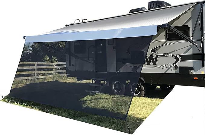 Tentproinc RV Awning Sun Shade Screen Sunshade 8' X 8' 3'' (Fit for 9' Awning)- Mesh Sunscreen Motorhome Camper Trailer Awning Shade Screen UV Blocker Completed Kits - 3 Year Warranty (Black)