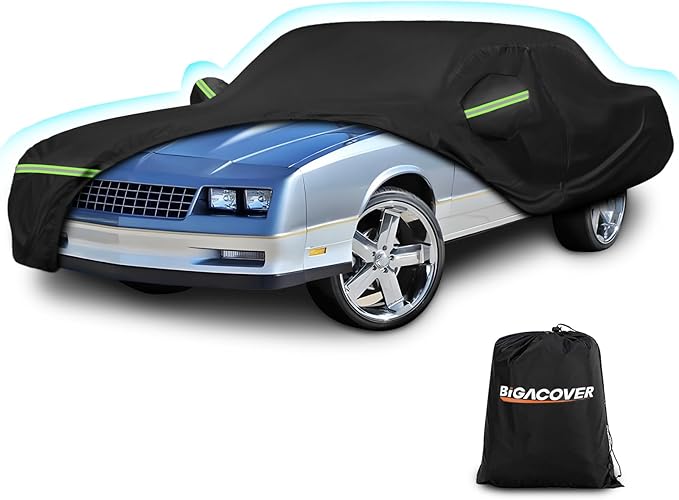 Car Covers for Chevy Monte Carlo 1970-1972/1978-1988, 420D Oxford Cloth Sun Heat Protection Outdoor Full Covers with Driver Side Zipper Windproof Heavy Duty All Weather for 1970-1988 Monte Carlo