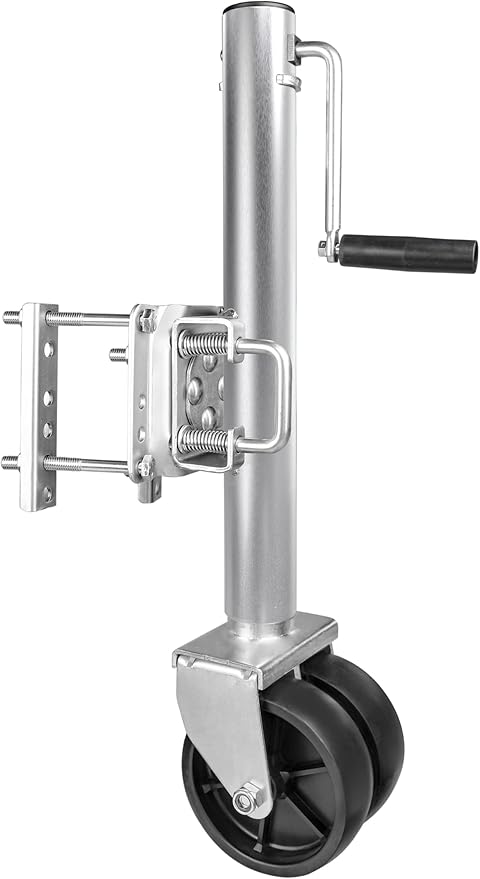 MaxxHaul 70149 Trailer Jack with 11-1/2" Lift, Swing-Back Design, Side Wind Handle & Dual 6" Wheels – 1500 lbs Capacity, Bolt-On for Utility & Boat Trailers