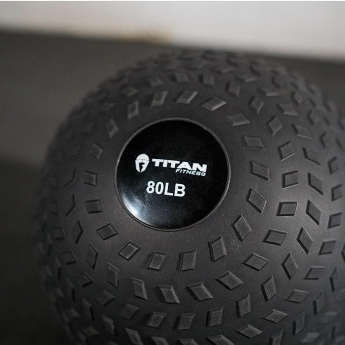 Titan Fitness Rubber Tread Slam Ball, Dead Bounce, Weight Workout - Throw, Catch, Slam, Twist
