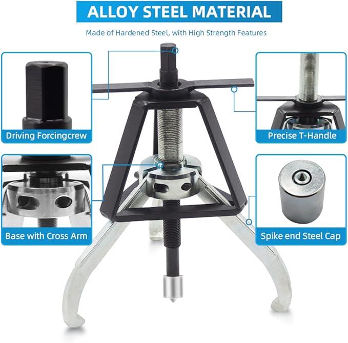 BESTOOL 3 Jaw Gear Puller,20 Ton Pulley Puller Tool, Removal Tool for Gears, Pulley, Flywheel