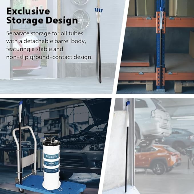 FIRSTINFO A1108USY5 Patented Third Generation 9L / 2.3 Gallon Taiwan Pneumatic/Manual Oil Vacuum Extractor | Safety Pressure Gauge | 51 Inch Tube | 11.8 feet Tubes Length | Thinnest Tube