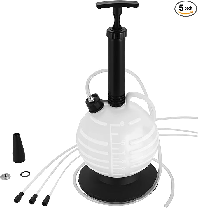 6L Manual Vacuum Oil Extractor Pump, Fluid Extractor Pump with 1 Hose and 3 Long Hard Tubes for Automotive, Marine, and Multi-Purpose Fluid Changes