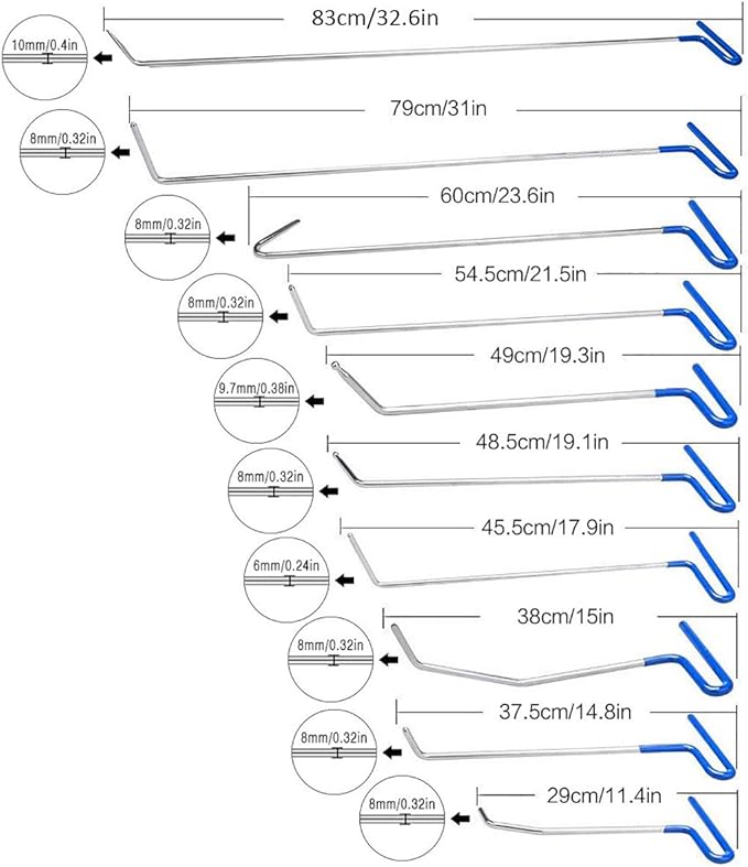 WHDZ 86PCS Paintless Dent Repair Tool Paintless dent Repair Rods Kit with Slider Hammer Dent Lifter Bridge Puller Set LED Line Board for Pop a Dent