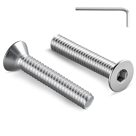 1/4-20 Bolt, 1/4-20 x 1-1/4 Inch Flat Socket Head Screws 15Pcs, 304 Stainless Steel 18-8 Countersunk Bolts, Full Thread, with Hex Spanner